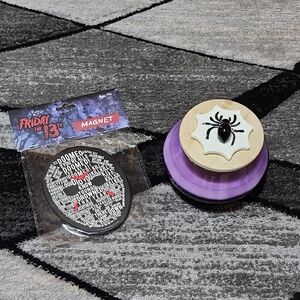 EAST WEST SPIDER-WEB THEME CANDLE & FRIDAY THE 13TH JASON MASK MAGET BUNDLE